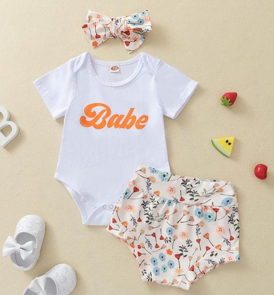 clothing sets 3 pcs born summer outfits baby girls letter print short sleeve round neck romper + shorts headband, White
clothing sets 3 pcs born summer outfits baby girls letter print short sleeve round neck romper + shorts headband, White