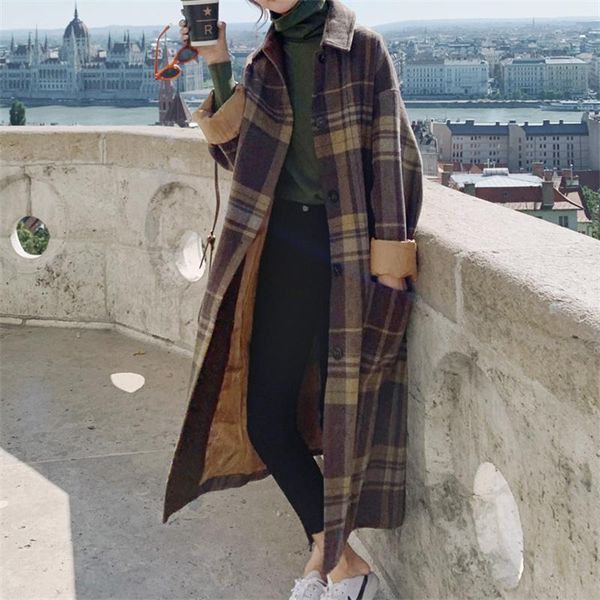women's wool & blends plaid woolen coat for women mid-length korean version 2021 autumn winter casual gentle all-match femme, Black
women's wool & blends plaid woolen coat for women mid-length korean version 2021 autumn winter casual gentle all-match femme, Black