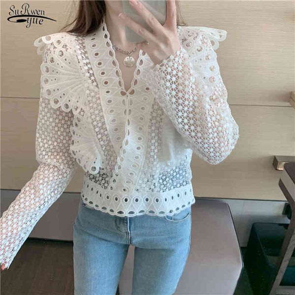 spring lace blouse women chic crochet hollow butterfly long sleeve white shirt puff casual v-neck blusas 12960 210521
spring lace blouse women chic crochet hollow butterfly long sleeve white shirt puff casual v-neck blusas 12960 210521