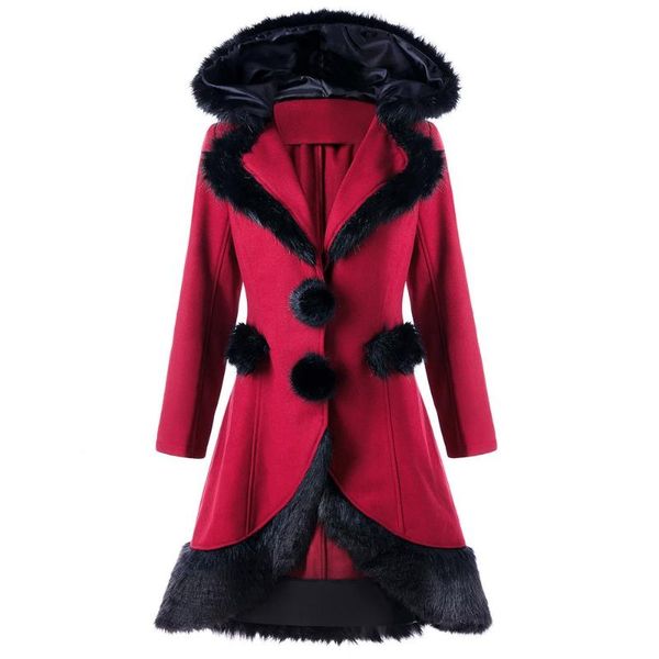 women's wool & blends winter nice long woolen coat women imitation fur warm lace up fashion casual hooded coats female christmas over, Black
women's wool & blends winter nice long woolen coat women imitation fur warm lace up fashion casual hooded coats female christmas over, Black