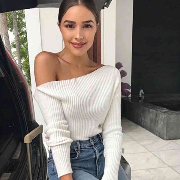autumn winter pullovers knitted women sweaters pullover oblique strapless female casual loose female jumper pull femme 210514, White;black
autumn winter pullovers knitted women sweaters pullover oblique strapless female casual loose female jumper pull femme 210514, White;black