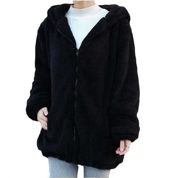 women hoodies zipper girl autumn loose fluffy bear ear jacket outerwear coat cute sweatshirts 2020, Black;brown 
women hoodies zipper girl autumn loose fluffy bear ear jacket outerwear coat cute sweatshirts 2020, Black;brown