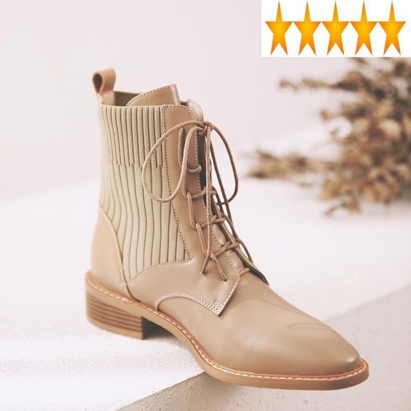 boots autumn women spring round toe lace up genuine leather knitting fashion high shoes female brand cowhide ankle, Black
boots autumn women spring round toe lace up genuine leather knitting fashion high shoes female brand cowhide ankle, Black
