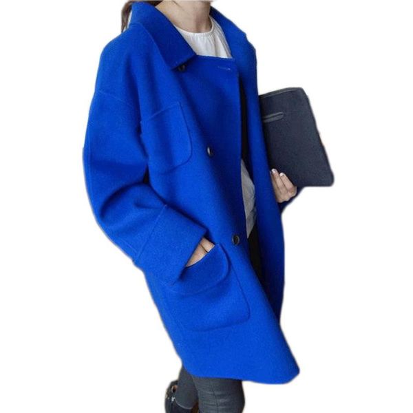 women's wool & blends casual fashion long coat loose blend and jacket solid pockets double breasted women coats autumn winter, Black
women's wool & blends casual fashion long coat loose blend and jacket solid pockets double breasted women coats autumn winter, Black