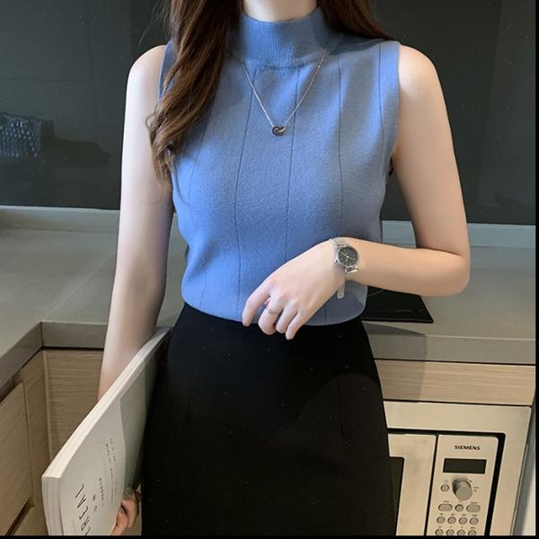 knitted women tanks tank female sleeveless summer half high neck vest camisole basic bottoming brandy melville, White
knitted women tanks tank female sleeveless summer half high neck vest camisole basic bottoming brandy melville, White