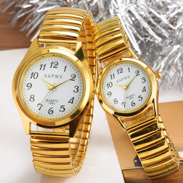 wristwatches couple watch noble golden mens watches elastic strap quartz simple white arabic numerals dial bracelets for women, Slivery;brown
wristwatches couple watch noble golden mens watches elastic strap quartz simple white arabic numerals dial bracelets for women, Slivery;brown