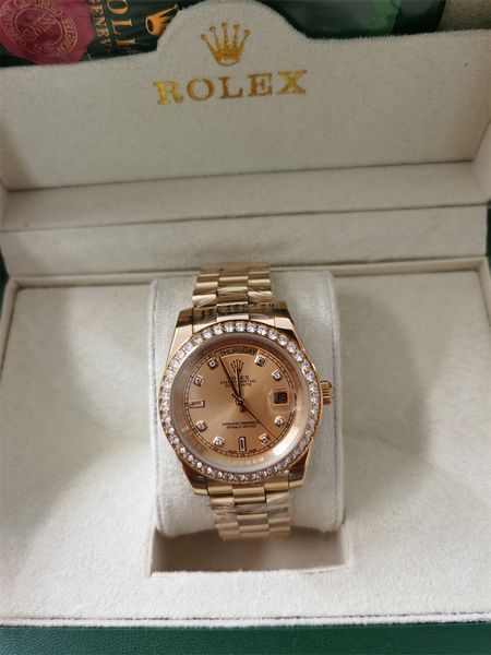 with original box luxury fashion watches 18k yellow gold diamond dial & bezel 18038 automatic men's watch wristwatch 202122, Slivery;brown
with original box luxury fashion watches 18k yellow gold diamond dial & bezel 18038 automatic men's watch wristwatch 202122, Slivery;brown
