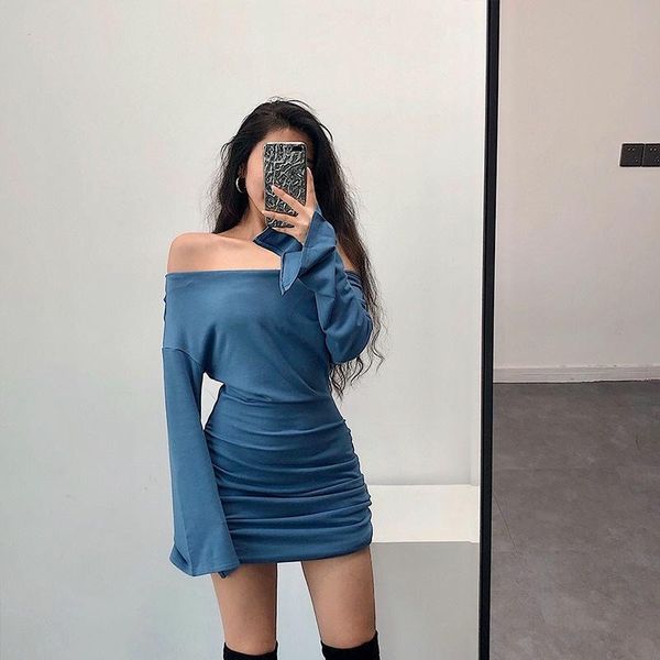 casual dresses autumn and winter one-word neck dress women's cuff slits slim-fit mini pleated long-sleeved hip tight-fitting, Black;gray
casual dresses autumn and winter one-word neck dress women's cuff slits slim-fit mini pleated long-sleeved hip tight-fitting, Black;gray