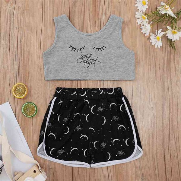 summer children sets sleeveless o neck print moon black shorts cute 2pcs girls boys clothes set 1-8t 210629, White
summer children sets sleeveless o neck print moon black shorts cute 2pcs girls boys clothes set 1-8t 210629, White