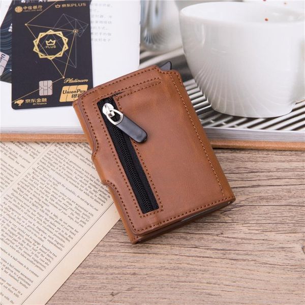 card holders bycobecy men vintage holder metal aluminum auto -up rfid id case carteira button coin purse, Brown;gray
card holders bycobecy men vintage holder metal aluminum auto -up rfid id case carteira button coin purse, Brown;gray
