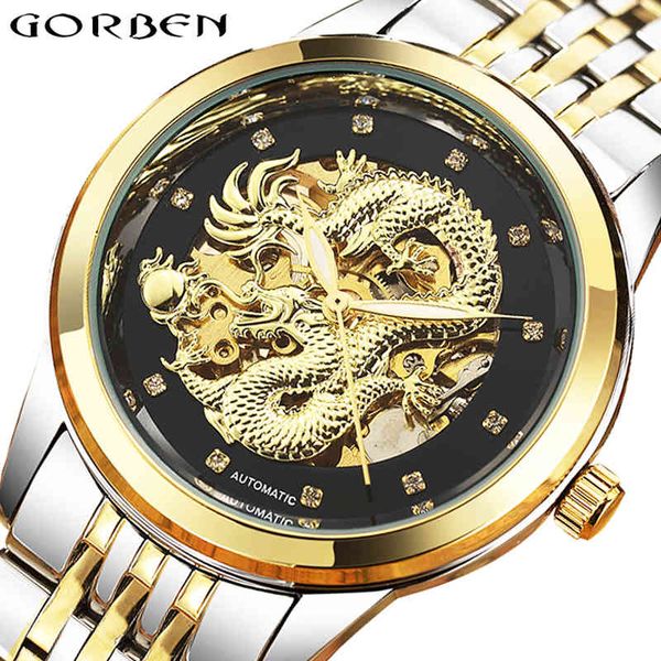 watches luxury gold dragon skeleton automatic mechanical men's wristwatch stainless steel black clock luminous hands male reloj, Slivery;brown
watches luxury gold dragon skeleton automatic mechanical men's wristwatch stainless steel black clock luminous hands male reloj, Slivery;brown