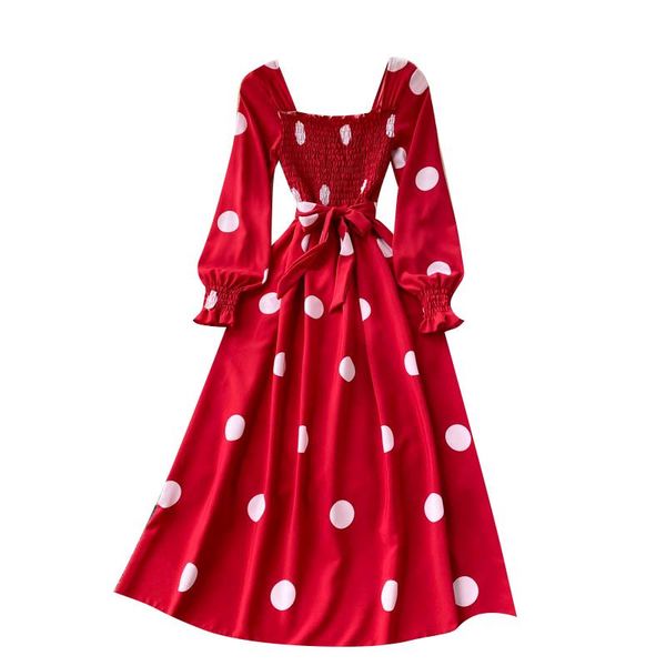 casual dresses spring autumn women square collar long sleeve sashes slim dress sweet big dots print vacation, Black;gray
casual dresses spring autumn women square collar long sleeve sashes slim dress sweet big dots print vacation, Black;gray