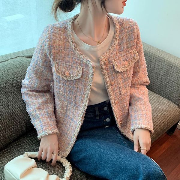 women's jackets short coat 2021 autumn winter single-breasted round neck cardigan korean style plaid fashion jacket, Black;brown
women's jackets short coat 2021 autumn winter single-breasted round neck cardigan korean style plaid fashion jacket, Black;brown
