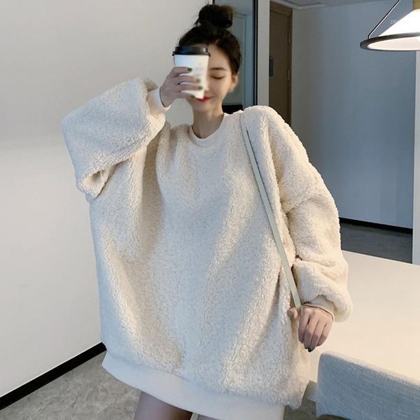 fashion imitation lamb wool pullovers women loose thick and fleece autumn winter jacket women's sweaters, White;black
fashion imitation lamb wool pullovers women loose thick and fleece autumn winter jacket women's sweaters, White;black