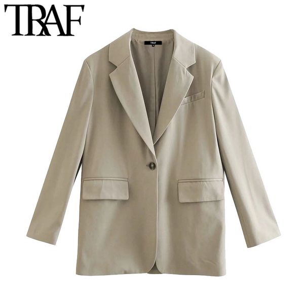 traf women fashion office wear single button blazer coat vintage long sleeve pockets female outerwear chic 210415, Black;brown
traf women fashion office wear single button blazer coat vintage long sleeve pockets female outerwear chic 210415, Black;brown