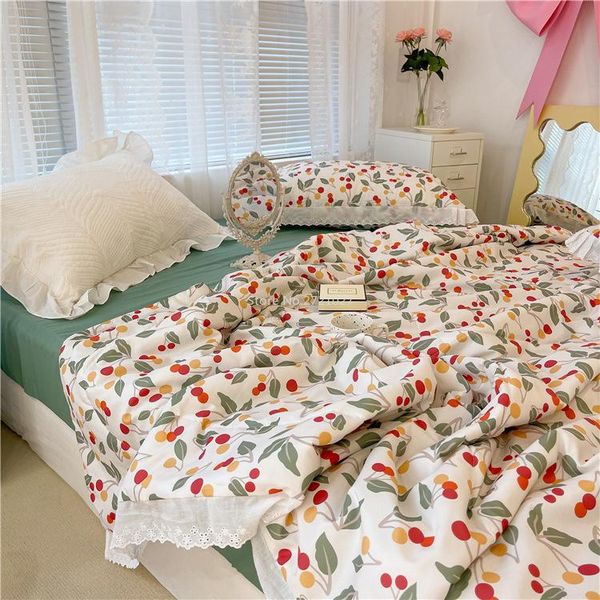 comforters & sets four-piece summer quilt with cherry flower print, cool quilt, machine washable
comforters & sets four-piece summer quilt with cherry flower print, cool quilt, machine washable