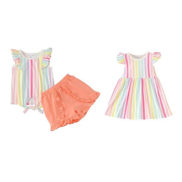 clothing sets 1-6 years girls summer clothes set with ruffles rainbow striped a-line midi dress for casual t-shirt shorts, White
clothing sets 1-6 years girls summer clothes set with ruffles rainbow striped a-line midi dress for casual t-shirt shorts, White