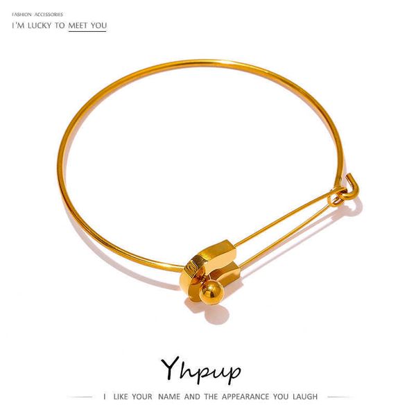yhpup unique pin metal bangle bracelet stainless steel gold color 18 k chic bracelet jewelry for women gift q0719, Black
yhpup unique pin metal bangle bracelet stainless steel gold color 18 k chic bracelet jewelry for women gift q0719, Black