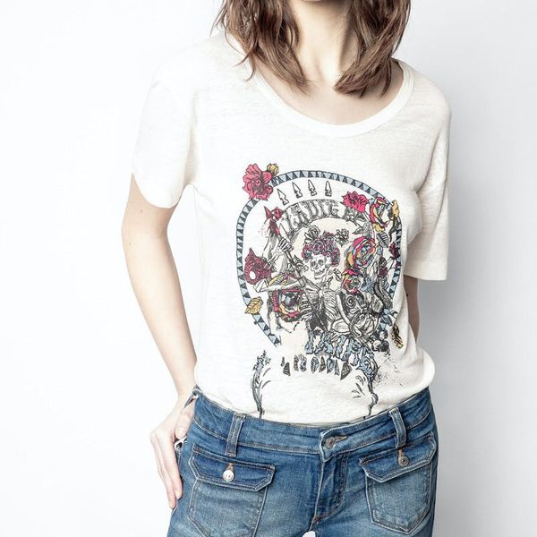 women's t-shirt skull rose printed o-neck simple 2021 summer tees women short sleeve, White
women's t-shirt skull rose printed o-neck simple 2021 summer tees women short sleeve, White