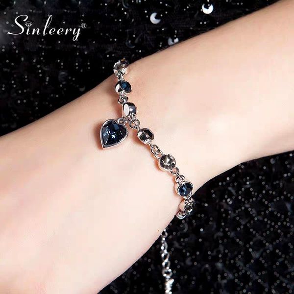 charm bracelets sinleery blue crystal heart pendant bracelet chain for women silver color jewelry valentine's day gift sl241 ssa, Golden;silver
charm bracelets sinleery blue crystal heart pendant bracelet chain for women silver color jewelry valentine's day gift sl241 ssa, Golden;silver