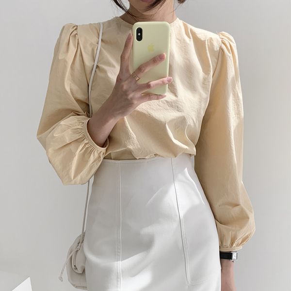 korean style elegant round neck blouse loose backless lace-up bow long sleeve shirt solid color puff sleeve blusas for women, White
korean style elegant round neck blouse loose backless lace-up bow long sleeve shirt solid color puff sleeve blusas for women, White