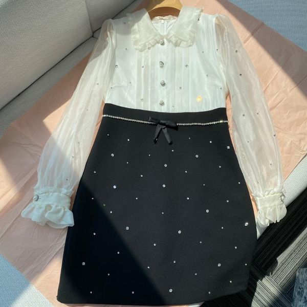 casual dresses 2021 women fashion long-sleeved lapel stitching rhinestone bowknot dress 0724, Black;gray
casual dresses 2021 women fashion long-sleeved lapel stitching rhinestone bowknot dress 0724, Black;gray