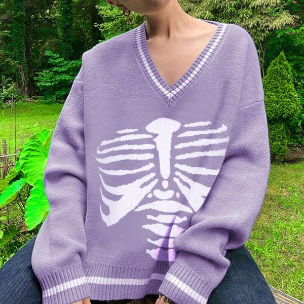women's sweaters autumn skulls print v-neck long sleeve casual loose-fitting female sweater 2021 korean fashion streetwear, White;black
women's sweaters autumn skulls print v-neck long sleeve casual loose-fitting female sweater 2021 korean fashion streetwear, White;black