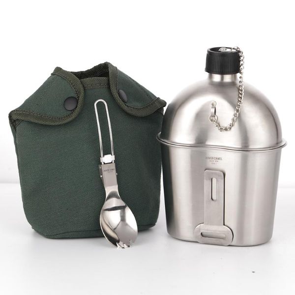 water bottle rover camel us army stainless steel canteen military kettle/cup and titanium spork set with green nylon cover for camping hikin
water bottle rover camel us army stainless steel canteen military kettle/cup and titanium spork set with green nylon cover for camping hikin