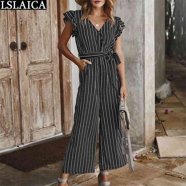 women jumpsuit short sleeve ruffled striped print v-neck loose rompers womens bandage fashion casual bodycon 210515, Black;white
women jumpsuit short sleeve ruffled striped print v-neck loose rompers womens bandage fashion casual bodycon 210515, Black;white