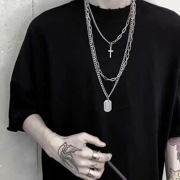 pendant necklaces japanese and korean personality street hip-hop bungee multi-layer cross necklace tag jewelry net celebrity wild, Silver
pendant necklaces japanese and korean personality street hip-hop bungee multi-layer cross necklace tag jewelry net celebrity wild, Silver