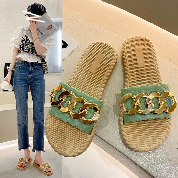 slippers woven 2021 fashion flat sandals women metal chain ladies thick-soled outdoor beach wome, Black
slippers woven 2021 fashion flat sandals women metal chain ladies thick-soled outdoor beach wome, Black