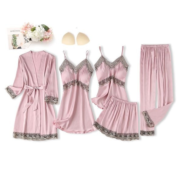 women's sleepwear hollow out lace pajamas set female 5pcs pyjamas with trousers satin kimono gown robe suit soft intimate lin, Black;red
women's sleepwear hollow out lace pajamas set female 5pcs pyjamas with trousers satin kimono gown robe suit soft intimate lin, Black;red