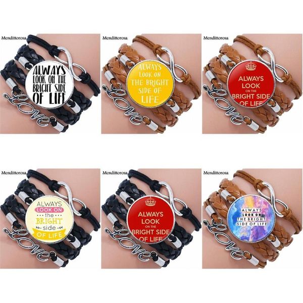 charm bracelets for women men party look on the bright side of life vintage jewelry plated multilayer black/brown leather bracelet bangle, Golden;silver
charm bracelets for women men party look on the bright side of life vintage jewelry plated multilayer black/brown leather bracelet bangle, Golden;silver