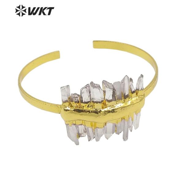 bangle wkt-b583 noble generous gold electroplated open size cuff women bohemian natural while crystal quartz, Black
bangle wkt-b583 noble generous gold electroplated open size cuff women bohemian natural while crystal quartz, Black