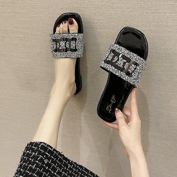 summer women pu slippers sequins bling woman beach sandals clear slides flat home ladies jelly shoes zapatos para mujer, Black
summer women pu slippers sequins bling woman beach sandals clear slides flat home ladies jelly shoes zapatos para mujer, Black