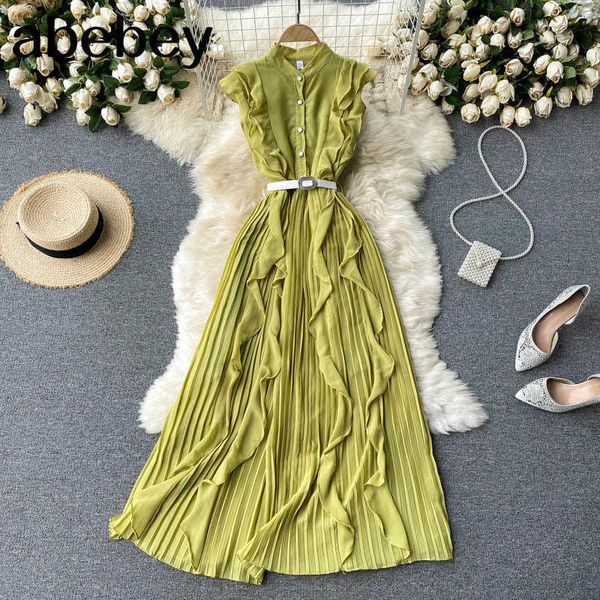 women pleated maxi dress autumn sleeveless elegant a-line dresses korean fashion streetwear long dress 210715, Black;gray
women pleated maxi dress autumn sleeveless elegant a-line dresses korean fashion streetwear long dress 210715, Black;gray