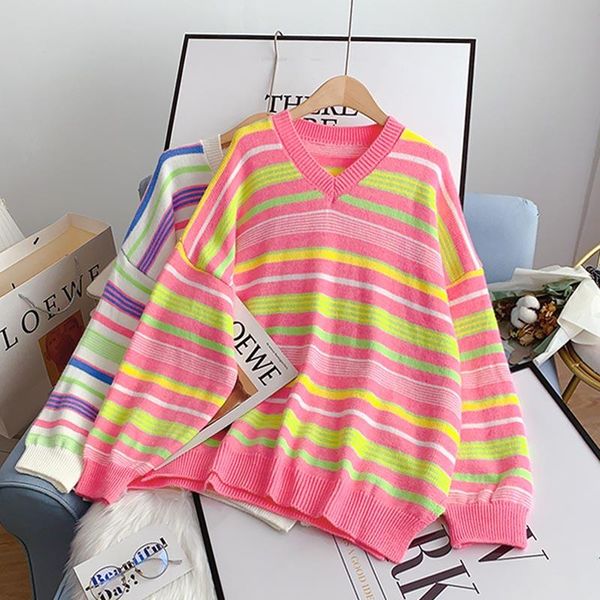 women's sweaters ebaihui elegant rainbow striped women sweater oversized knitted basic pullovers v neck loose soft female knitwear jump, White;black
women's sweaters ebaihui elegant rainbow striped women sweater oversized knitted basic pullovers v neck loose soft female knitwear jump, White;black
