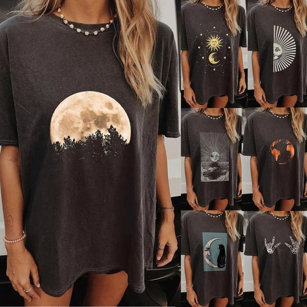 women's t-shirt summer fashion sun and moon print t shirt 2021 loose o neck short sleeve printed pullover casual gray tee girls, White
women's t-shirt summer fashion sun and moon print t shirt 2021 loose o neck short sleeve printed pullover casual gray tee girls, White