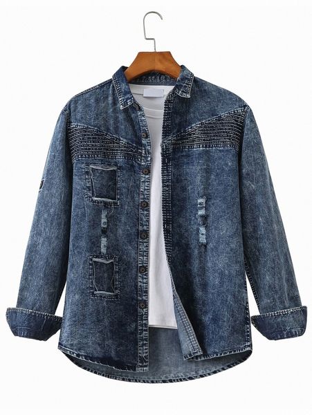 men button through denim shirt without tee 08eg#, Blue
men button through denim shirt without tee 08eg#, Blue