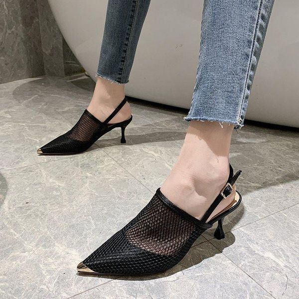 sandals hollow out ess for women's summer high-heeled shoes with thin, pointed heels a single buckle, Black
sandals hollow out ess for women's summer high-heeled shoes with thin, pointed heels a single buckle, Black