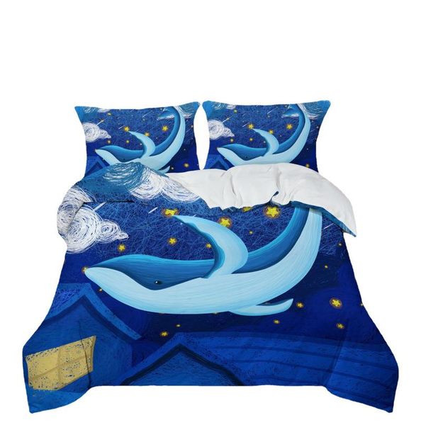 bedding sets marine theme covers whale series printing blue three