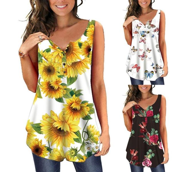 fashion floral print tunic blouse loose buttons v-neck casual summer ladies female women sleeveless blusas pullover women's blouses, White
fashion floral print tunic blouse loose buttons v-neck casual summer ladies female women sleeveless blusas pullover women's blouses, White