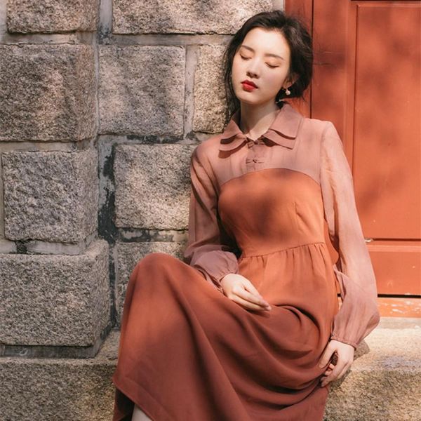 casual dresses spring autumn chic double-layer lapel translucent gauze ladies chinese style improved retro grapefruit sweet dress, Black;gray
casual dresses spring autumn chic double-layer lapel translucent gauze ladies chinese style improved retro grapefruit sweet dress, Black;gray