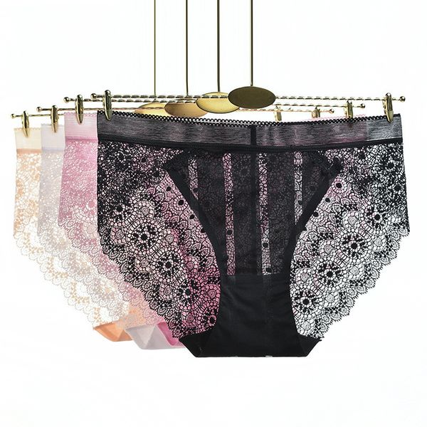 lace ice triangle pants without hollowed out mark middle waist cotton crotch large size transparent mesh underwear for women, Black;pink
lace ice triangle pants without hollowed out mark middle waist cotton crotch large size transparent mesh underwear for women, Black;pink