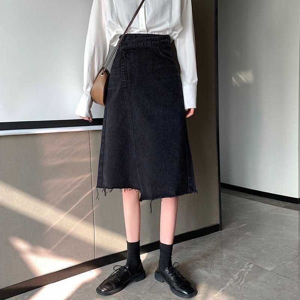 skirts retro irregular black high waist denim women's korean-style all-match slim a- line skirt wzr0
skirts retro irregular black high waist denim women's korean-style all-match slim a- line skirt wzr0