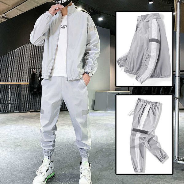 sports autumn men's tracksuits leisure youth personalized fashion trend two piece set large suit, Gray
sports autumn men's tracksuits leisure youth personalized fashion trend two piece set large suit, Gray
