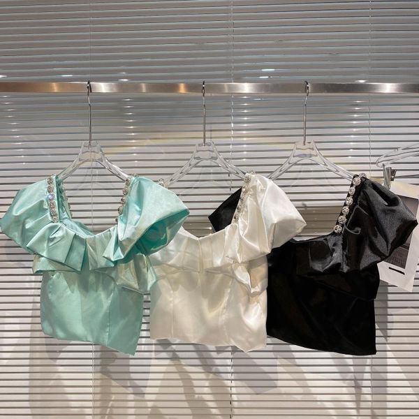 women's blouses & shirts european summer small fragrant wind rhinestone chain square-neck flashing sleeve temperament women fashion 20, White
women's blouses & shirts european summer small fragrant wind rhinestone chain square-neck flashing sleeve temperament women fashion 20, White