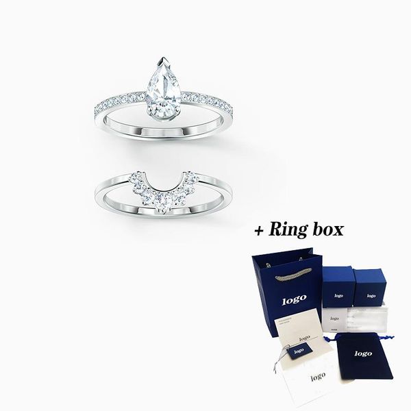 fashion swa attract pear shape ring set white gold charming water drop crown decoration female engagement high jewelry gift cluster rings, Golden;silver
fashion swa attract pear shape ring set white gold charming water drop crown decoration female engagement high jewelry gift cluster rings, Golden;silver