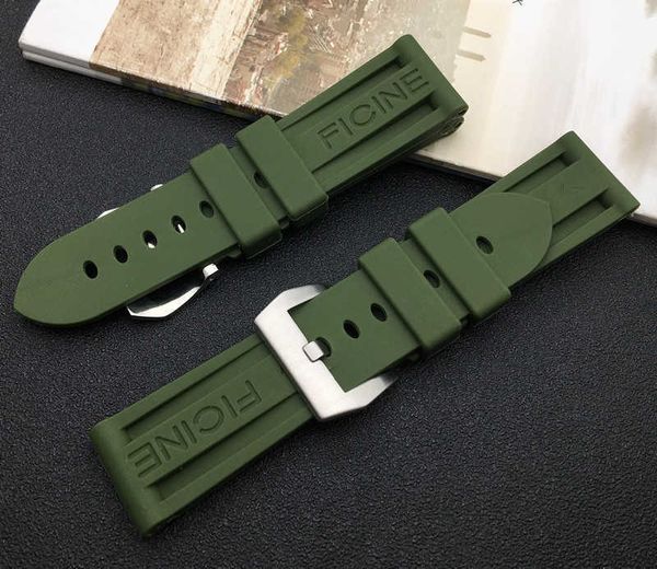 22mm 24mm army green watch band silicone rubber watchband replacement for panerai strap tools with steel pin buckle h0915, Silver
22mm 24mm army green watch band silicone rubber watchband replacement for panerai strap tools with steel pin buckle h0915, Silver
