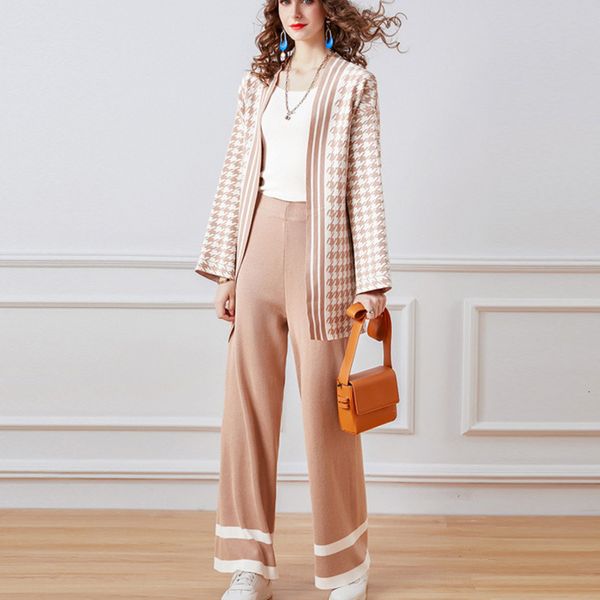 another winter sweater two-piece for woman houndstooth rentals-up cardigan mesh jacket and wide leg joint pants, White
another winter sweater two-piece for woman houndstooth rentals-up cardigan mesh jacket and wide leg joint pants, White